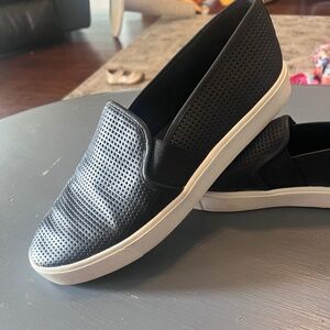 Vince Blair Black Leather Slip On Sneakers